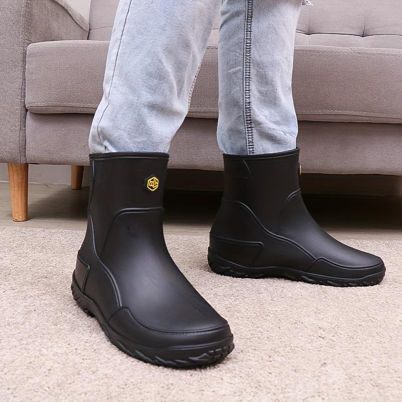 Men's Fashionable Rain Boots with Or without Warm Plush Lining, Comfortable and Durable Men's Outdoor Activity Shoes