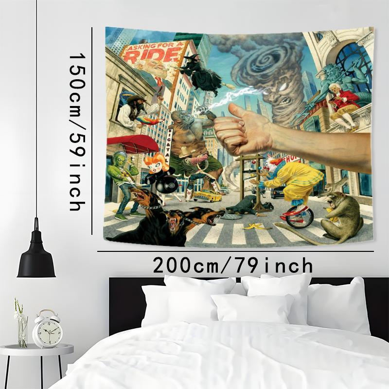 Surreal Urban Chaos Pattern Tapestry, Aesthetic Wall Hanging Decor, Polyester Tapestry for Bedroom Home Office Decor, Home Accessories