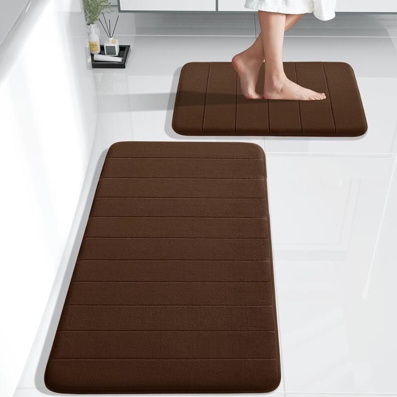 Yimobra Bathroom Rugs Sets 2 Piece, Soft Absorbent Memory Foam Bath Mats Set, Dry Fast Bath Mat, Machine Washable Bath Rug Set for Bathroom, 17x24+31.5x19.8 Inches, Dark Gray