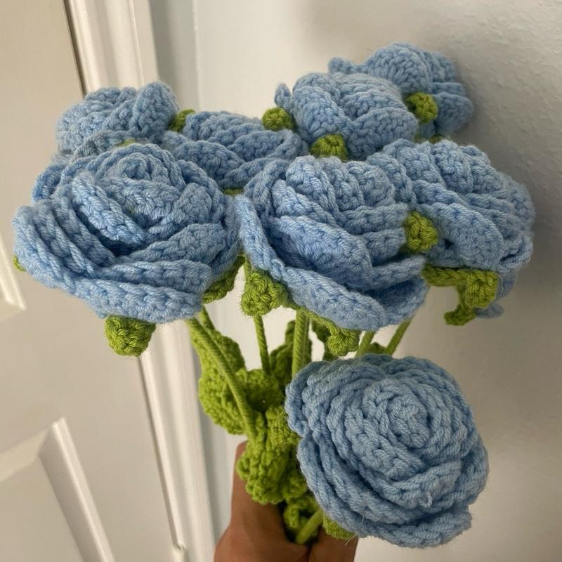 10 pcs Handmade Crochet Roses Gift Bouquet Present for Girlfriend Wife