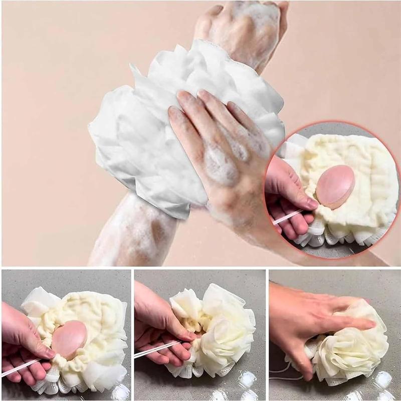 The Leafa Soft Loofah and Washcloth, Washcloth Loofah 2 in 1 Bath Loofah Sponge, Cleaning Personal Scrubber Shower Accessory