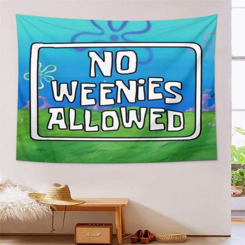 No Weenies Allowed Tapestry Preppy Cute Tapestries Aesthetic Wall Hanging Banner For Teen Girl College Dorm Bedroom Living Room Party