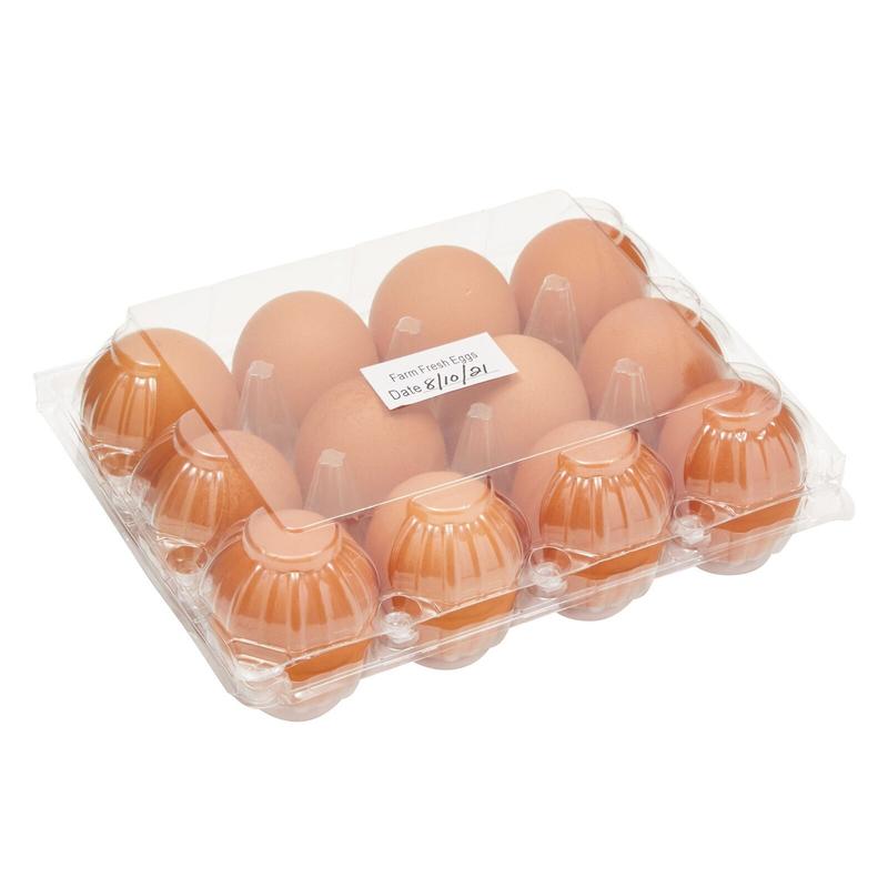 48x Egg Cartons for 1 Dozen Chicken Eggs, Clear Reusable Containers with Labels