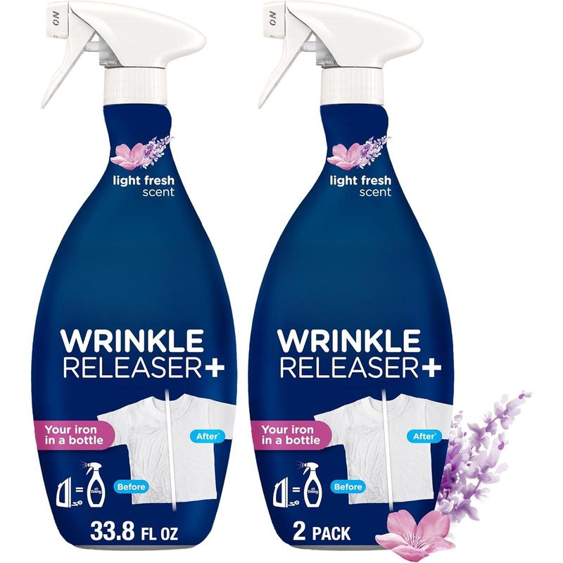 Wrinkle Releaser Spray, All In One Wrinkle Release Spray, Odor Eliminator, Static Remover, Fabric Refresher & Ironing Aid for Clothes, 33.8 Fl Oz (Pack of 2), Light Fresh Scent