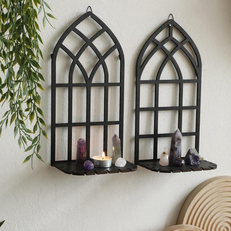 Creative Window Design Candle Holder, 1 Count Wall Mounted Candle Rack, Creative Decor for Living Room Bedroom Dining Room, Home Supplies