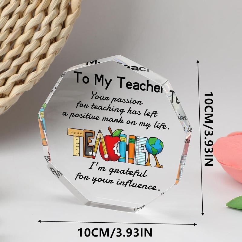 To My Teacher Gift Ornament, Creative Acrylic Ornament, Teacher's Day Gift, Desktop Decorations, Thank You Gift for Teacher