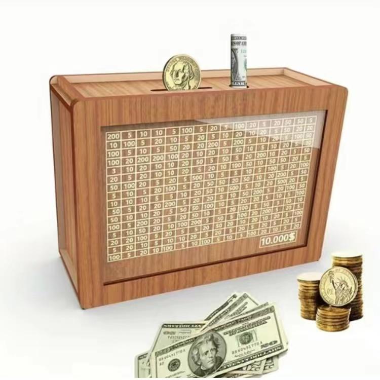 Cash Vault Wooden Savings Box for Real Money – 10000 Dollar. Perfect for 10k Savings Challenge.10000 Savings Challenge Box, Wooden Savings Box 10,000 Dollar, Wooden Money Box for Cash 10000.