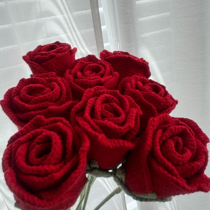 Crochet Rose and Flower Perfect for Birthday, Christmas, Graduation, Housewarming, and Marriage Proposals - Decorative Room Ornaments