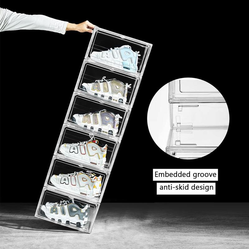 10 Pack Acrylic Shoe Display Boxes with Lids - Dustproof Transparent Case Containers Organizer for Sneakers, Heels, Up to Size 14  Plastic shoe box