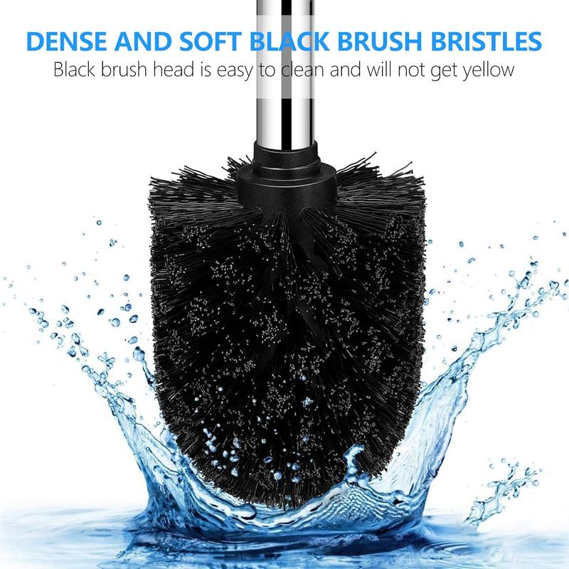 Toilet Brush, Compact Size Toilet Bowl Brush and Holder Toilet Brushes for Bathroom with 304 Stainless Steel Handle Toilet Cleaner Brush with Durable Scrubbing Bristles, Splash-Proof