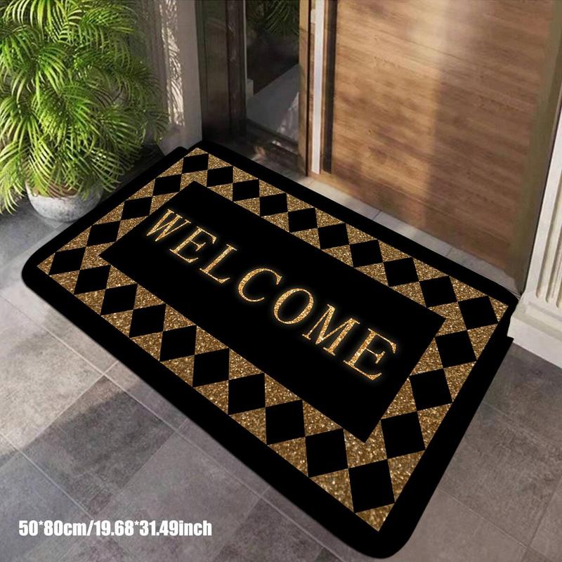 Welcome Letter Pattern Bath Mat, 1 Count Non-slip Soft Absorbent Bath Mat, Bathroom Mat for Home Bathroom Kitchen Entry