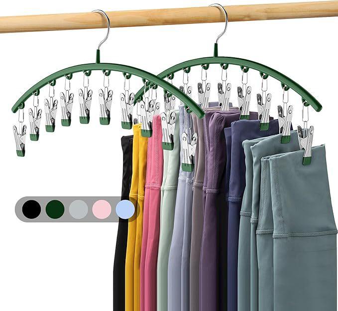 Curved Design Hanger with 10pcs Clips, 1 SetMultifunctional Stainless Steel Space SavingClothes Hanger, Bedroom Organizers andStorage, Coat Hanger, Fall Decor, RoomAccessories