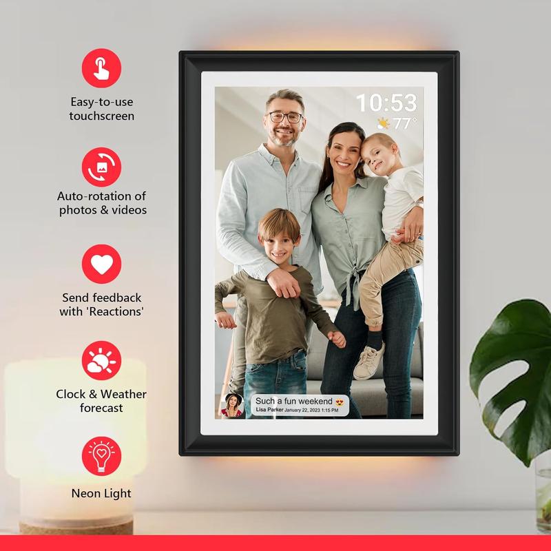 [Black Friday] Christmas Gift 32GB FRAMEO 10.1 Inch WiFi Digital Photo Frame with LED Light, 1280x800 HD IPS LCD Touch Screen, Auto-Rotate Portrait and Landscape, 32GB Storage, Share Moments Instantly via Frameo App from Anywhere