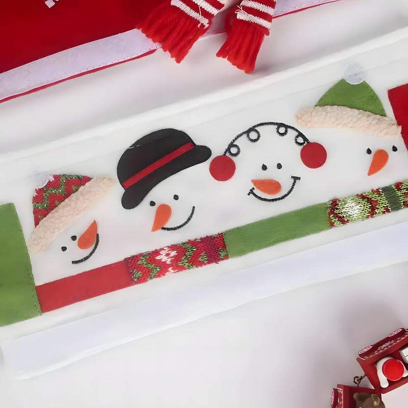 Christmas Themed Refrigerator Handle Cover, 3 Counts set Snowman & Santa Claus Design Refrigerator Door Handle Cover, Kitchen Appliance Decoration Set for Festival Party Holiday