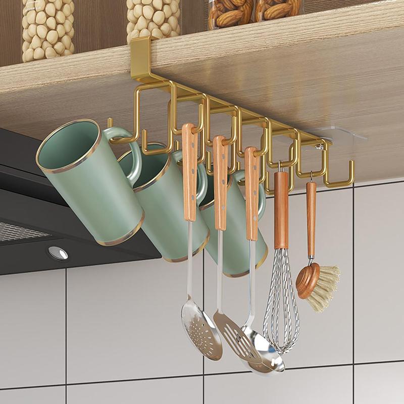 Kitchen Hanging Storage Rack, 1 Count Multifunctional Cup Storage Rack for Kitchen Bathroom Bedroom