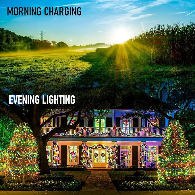 2 Pack Total 400LED 132FT Multi-Colored Christmas Solar String Outdoor Lights, Solar Powered with 8 Modes Waterproof Fairy Lights for Bedroom Patio Garden Tree Party Yard Decoration