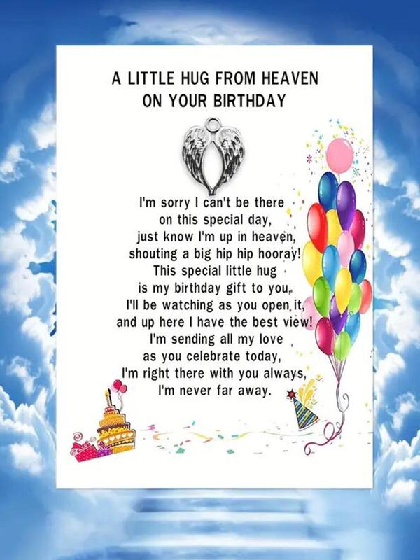 Wing Design Pocket Hug From Heaven on Your Birthday Letter From Heaven Birthday Gift Bereavement Keepsake Sympathy Gift