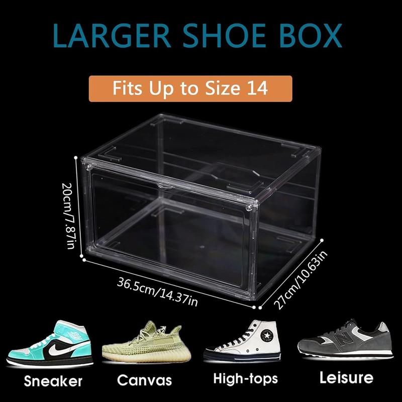 10 Pack Acrylic Shoe Display Boxes with Lids - Dustproof Transparent Case Containers Organizer for Sneakers, Heels, Up to Size 14  Plastic shoe box