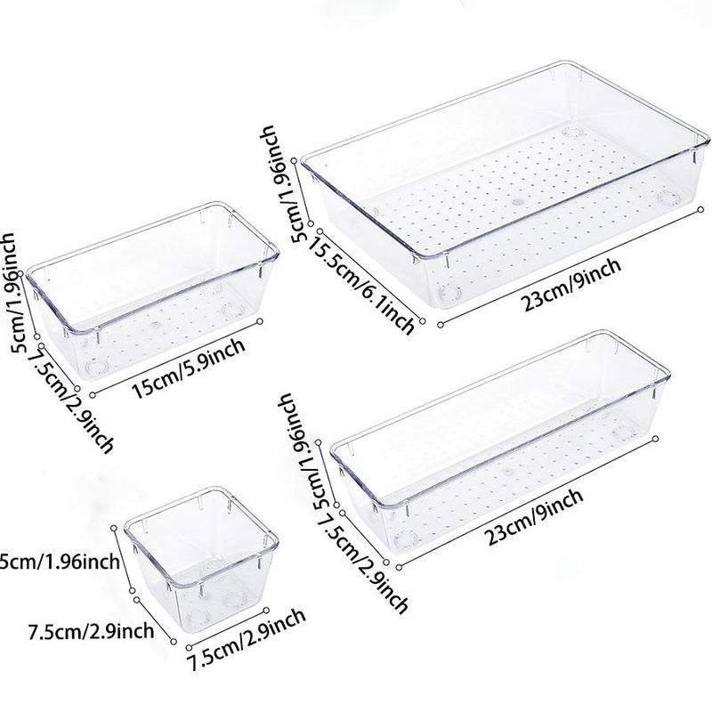 Clear Plastic Drawer Organizer, 1 Set Multi-size Desktop Drawer Divider Storage Box, Storage Organizer for Cosmetic, Jewelry, Kitchen, Bedroom, Bathroom, Office