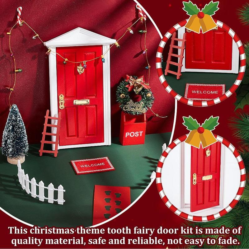 Christmas Elf Door Decorations, 20pcs set Fairy Door & Tree & Shoes & Other Accessories, Festive & Party Supplies for Home Decor