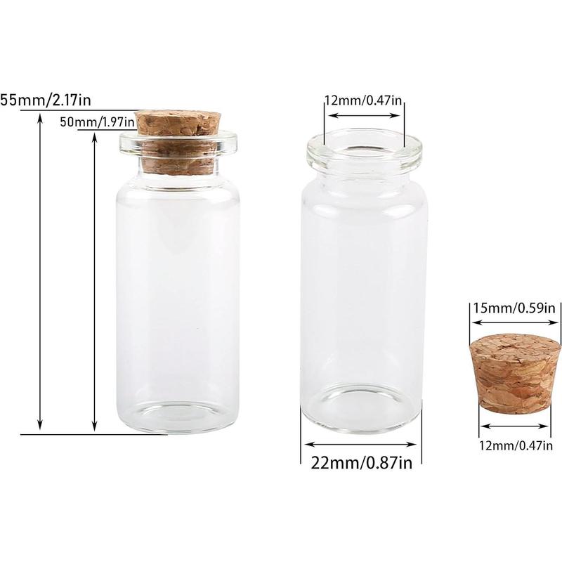 24PCS 10ml Glass Bottles Cork Stoppers DIY Decoration Mini Glass Vials Cork Message Glass Bottle Vial Cork,Small Glass Bottles Jars Corks for Wedding Party Favors Organiser Canister Organiser Canister Tin