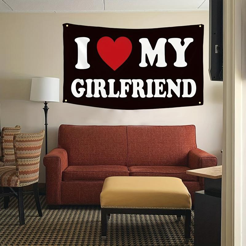 Christmas Gift -I Love My Girlfriend Flag Funny Tapestry Flags Dorm Wall Decorations Banner Girlfriend's Birthday Valentine's Day Gifts tapestry wall