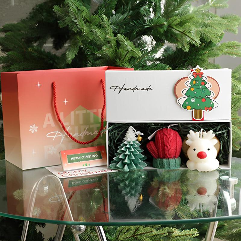 Christmas Candle Gift Box, 1 Set Creative Scented Candle Gift Box, Holiday Gift for Friends & Family, Home Decor Supplies