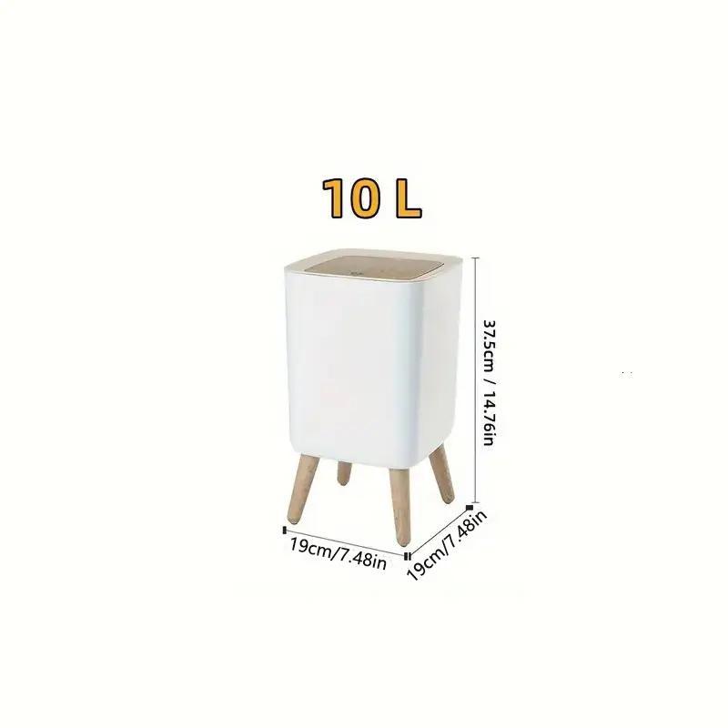 Trash Can with 4 Stand, 1 Count Stylish White Garbage Bin with Lid, Household Waste Bin for Living Room & Bedroom & Kitchen