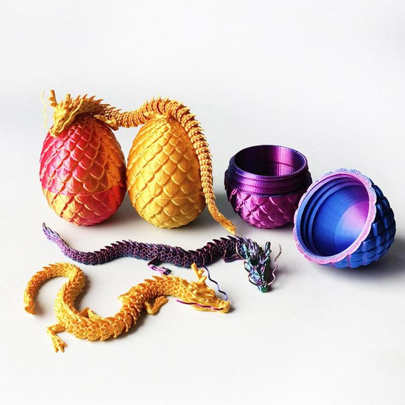 3D Printed Dragon Egg & Dragon Ornament, 2 Counts set Creative Desktop Decoration, Home Decor for Living Room Bedroom Office