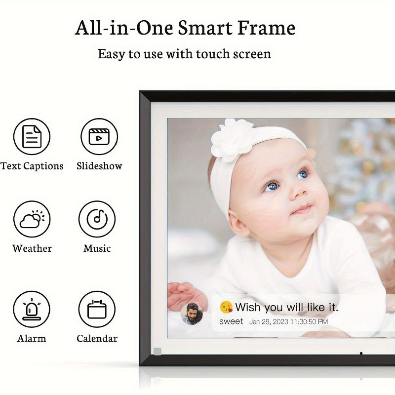 15-Inch HD Digital Photo Frame with Touch Screen, Auto Rotation, Wall Mount Option - Instant Cloud Sharing for Photos & Videos, Perfect Gift for Family & Friends, Ideal for Home Decor