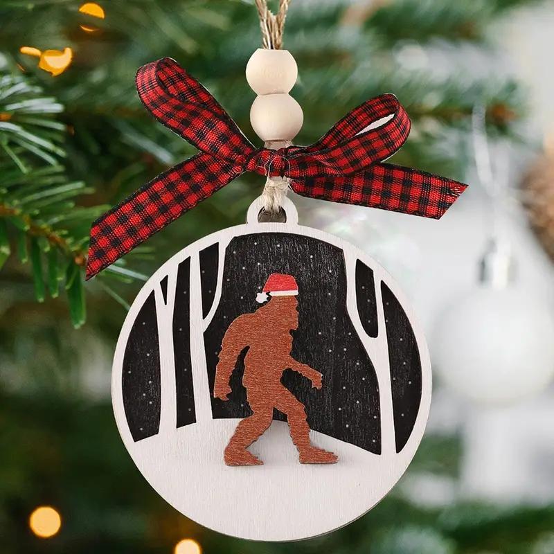 Sasquatch Design Hanging Ornament, 1 Count 3D Wooden Christmas Tree Decor, Holiday Decoration, Home Decor, Party Supplies