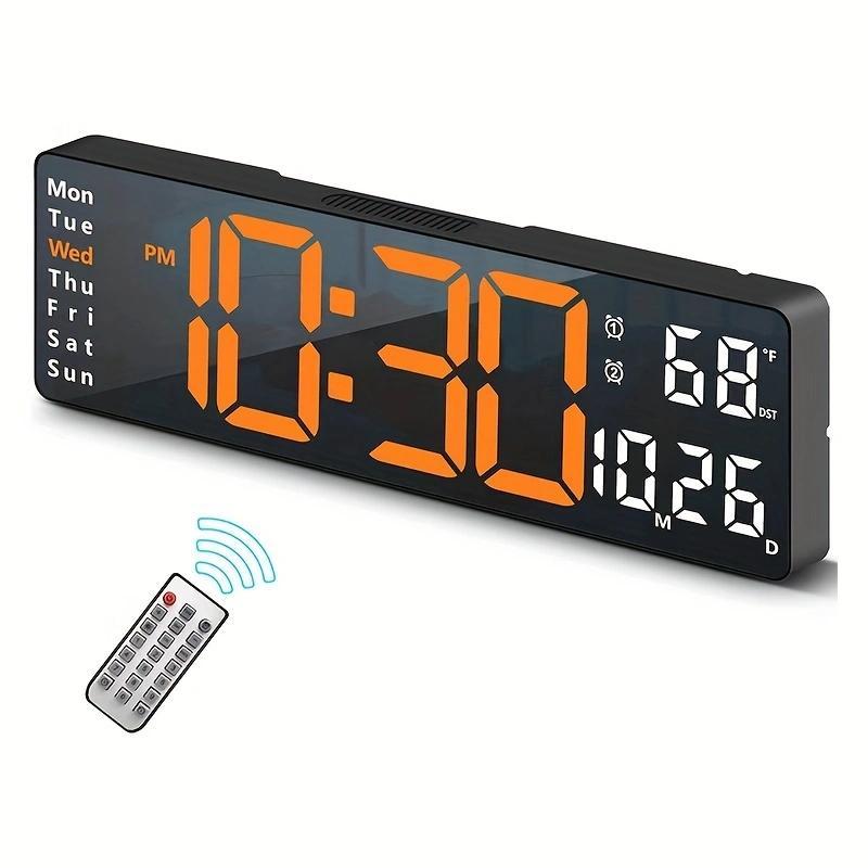 Digital Clock, Battery Powered Electronic Clock with Temperature Display, Home Decor for Living Room Bedroom Office