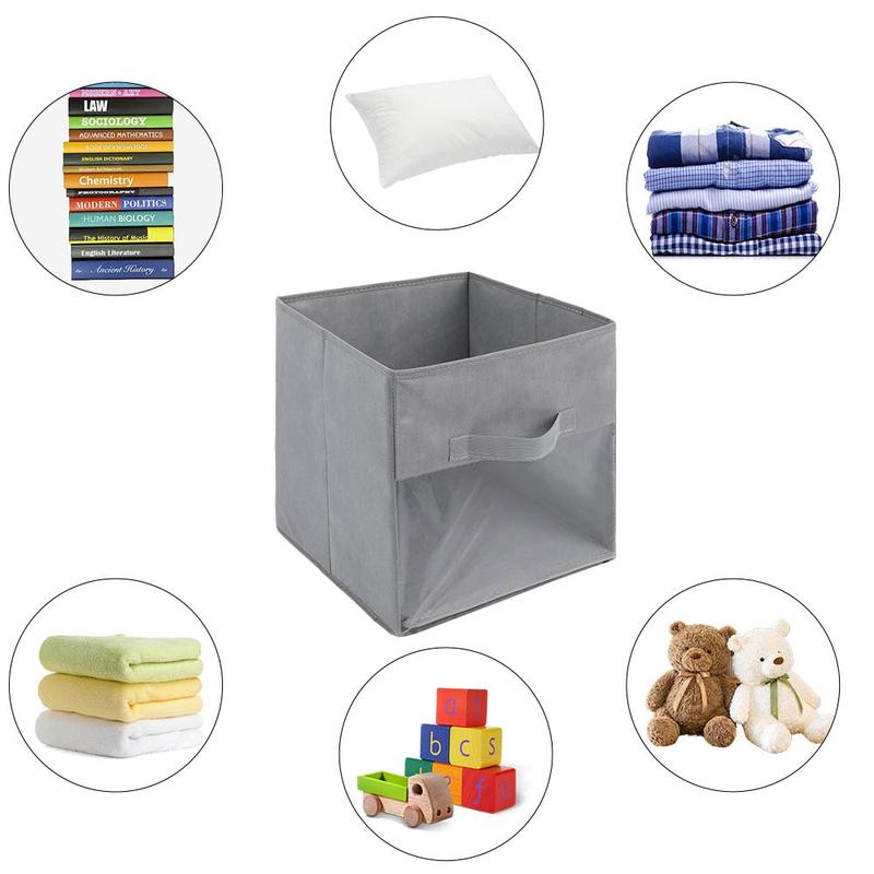 Clothes Storage Box, 1 4 Counts Foldable Square Storage Box with Handle, Large Capacity Wardrobe Drawer Clothes Pants Storage Box