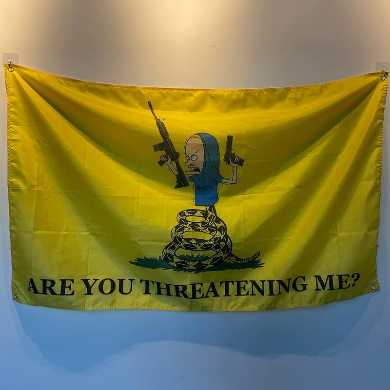 Are You Threatening Me Flag banner 3x5 Feet Banner,Funny Poster UV Resistance Fading & Durable Man Cave Wall Flag with 4 Brass Grommets for College Dorm Room Decor