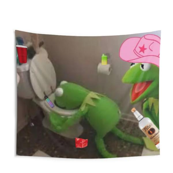 Kermit The Frog Indoor Wall Tapestries | Funny College Flags | Dorm Decor | Muppets Wall Flag