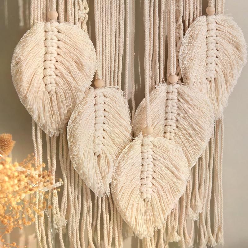 Macrame Dream Catchers for Bedroom Adult Dream Catcher Wall Decor Large Boho Wall Hanging with 5 Woven Feather Tassels Home Decoration Ornament Craft Gift