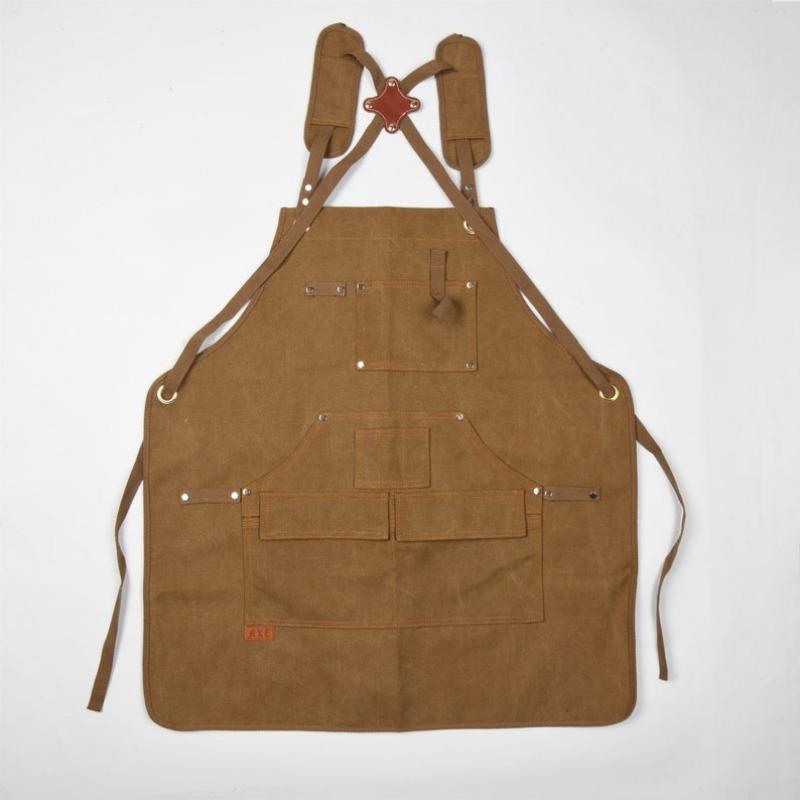 NEW! Canvas Apron with Multiple Pockets, Adjustable Cross Back Strap Apron, High-grade Thick Apron,Christmas Gift Star chef apron