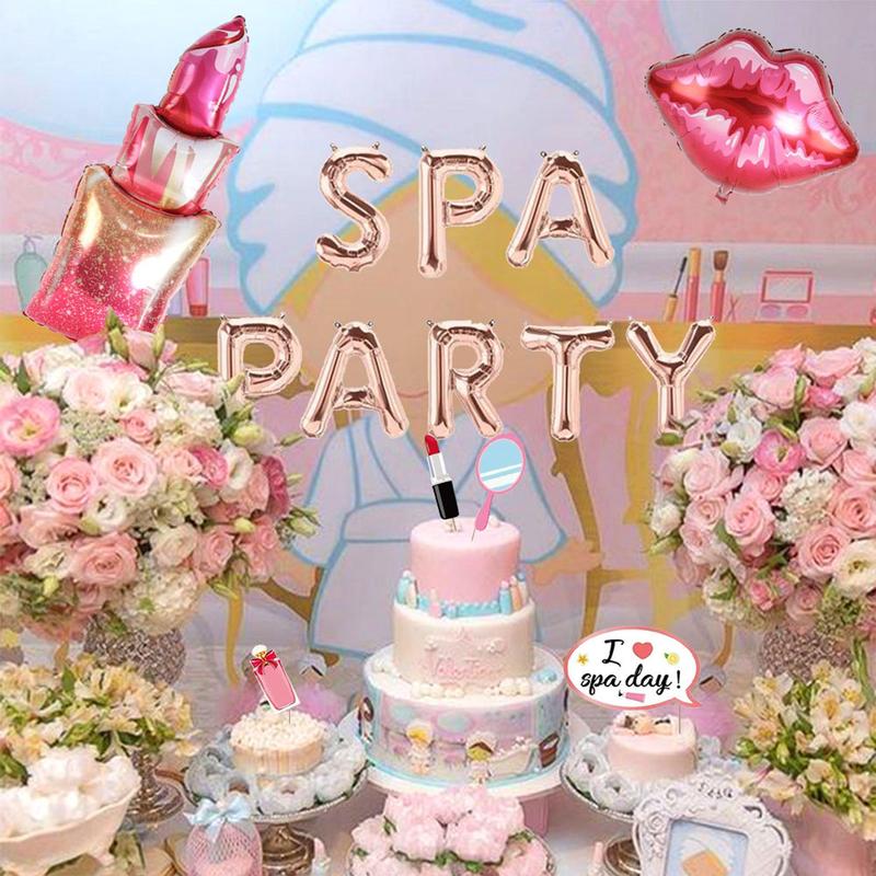 Spa Party Balloon Set, 13pcs set Pajama Party Balloon, Party Balloons, Party Decorations for Spa Party Makeup Party Salon Party