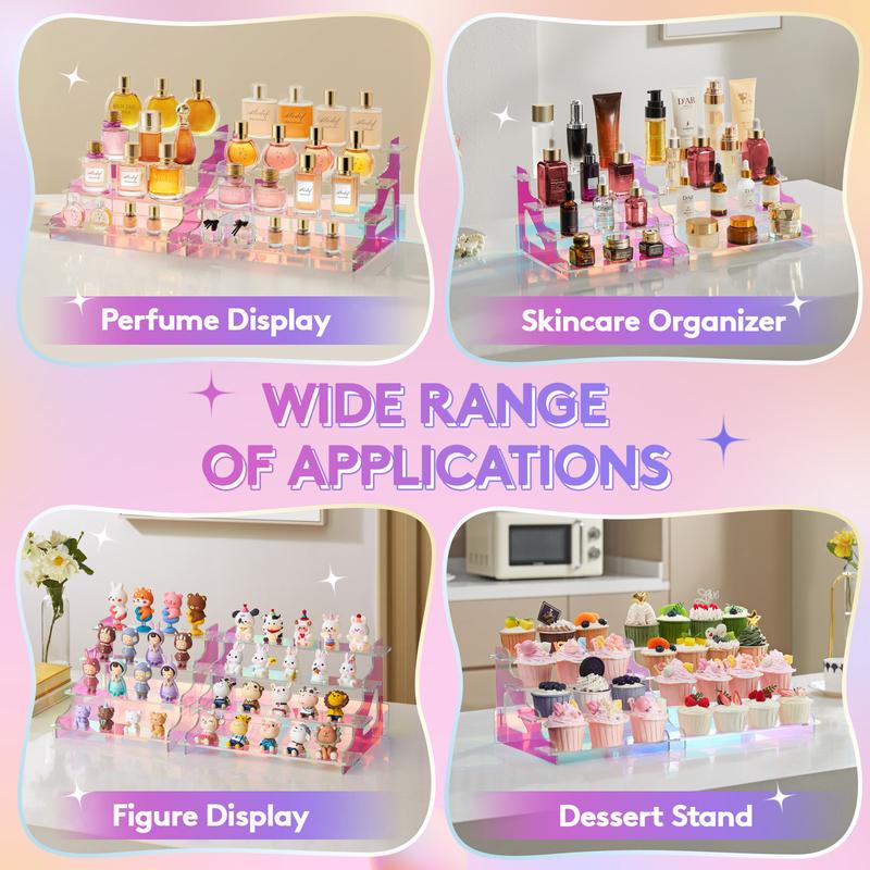 Lifewit 4 Tier Iridescent Acrylic Display Stand for Perfumes, Fragrances,Cologne, Figures, Cupcake, Dessert, Decor fragrance stand Racks