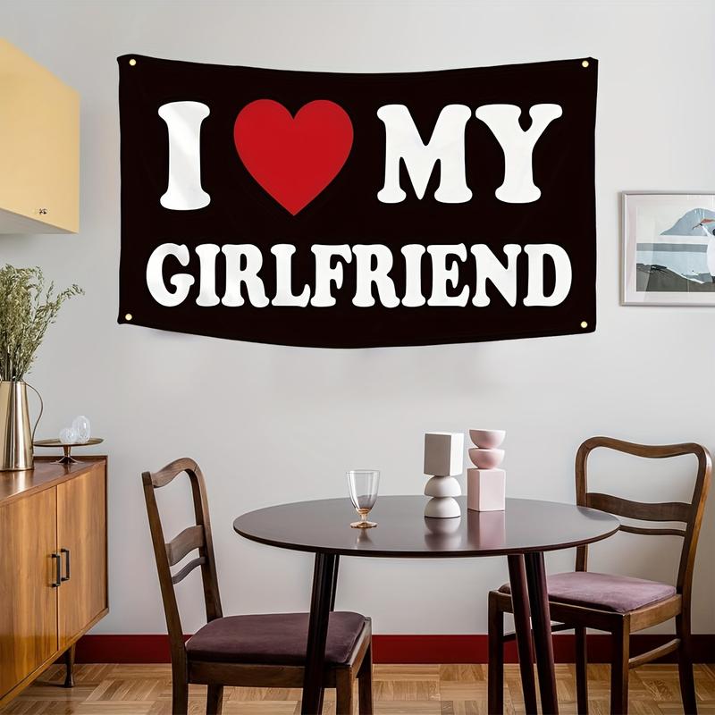 Christmas Gift -I Love My Girlfriend Flag Funny Tapestry Flags Dorm Wall Decorations Banner Girlfriend's Birthday Valentine's Day Gifts tapestry wall