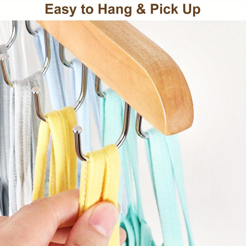 Bra Hanger with 20 Hooks, 1 Count Space Saving Wooden Hanger for Closet, Hanger for Underwears, Ties, Camisoles & Belts, Household Organizer for Closet, Wardrobe, Dorm