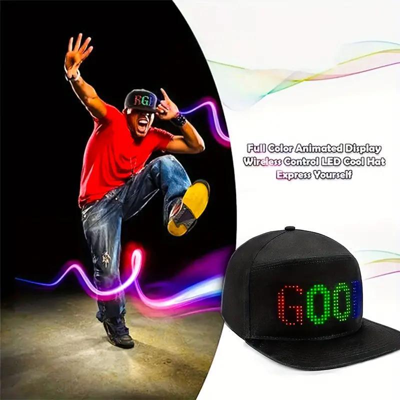 LED Light Up Heart Shaped Hat, Rechargeable Bluetooth-compatible LED Hat Display Message, Funny LED Caps for Party, Party Supplies