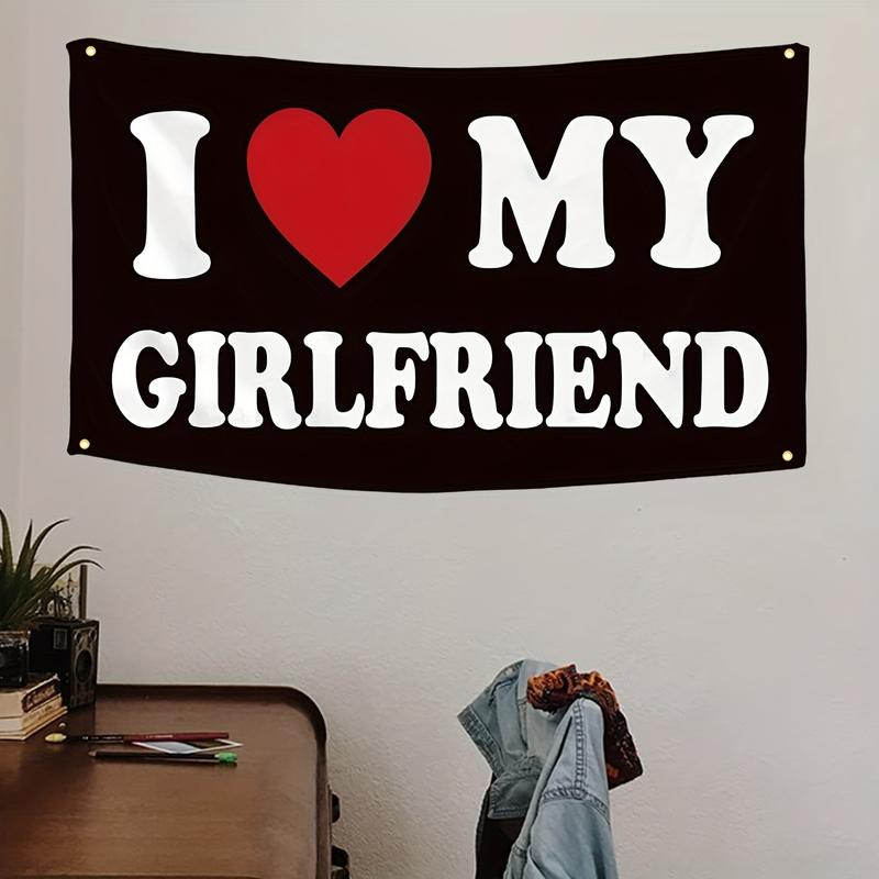 Christmas Gift -I Love My Girlfriend Flag Funny Tapestry Flags Dorm Wall Decorations Banner Girlfriend's Birthday Valentine's Day Gifts tapestry wall