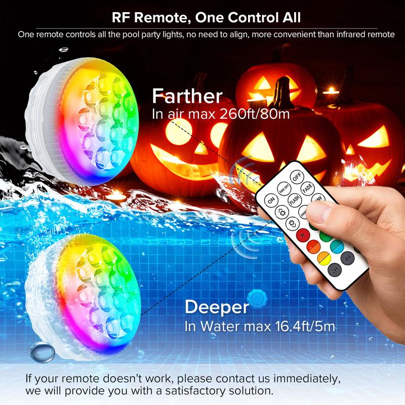 SANSI RGB Lights with RF Remote Timer For Halloween Pumpkins, Battery Operated Waterproof, Flash Fade Smooth Modes, Portable Outdoor Lighting for Versatile Decorations, Under Cabinet Lighting Wireless, LED Puck Lights for Kitchen, Cabinet and Shelf.