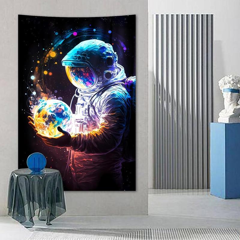 Cool Space Astronaut Tapestry for Bedroom, Fantasy Spaceman Tapestries Wall Hanging for Men, Colorful Galaxy Vertical Poster for Men Guys Living Dorm Room Decor 40inx60in