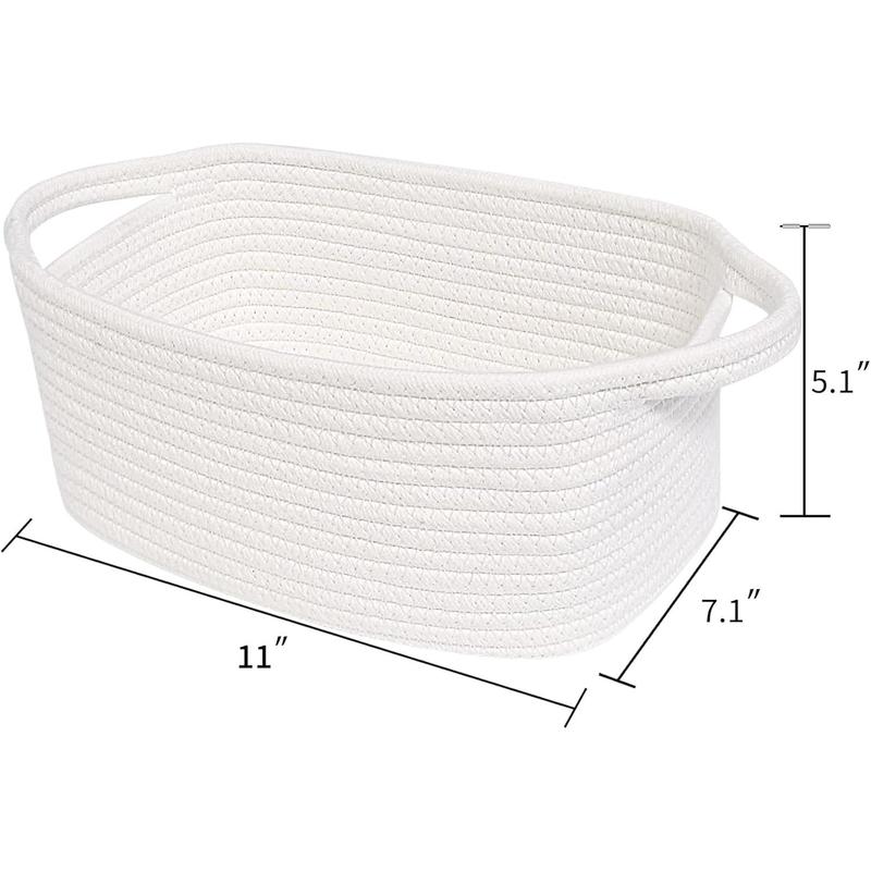 Small White Basket, Soft Woven Storage Bins Baskets for Cat and Dog Toys Organizer, Decorative Shelves Closet Organizing Easter Baskets Chest Box, Empty Gift Basket