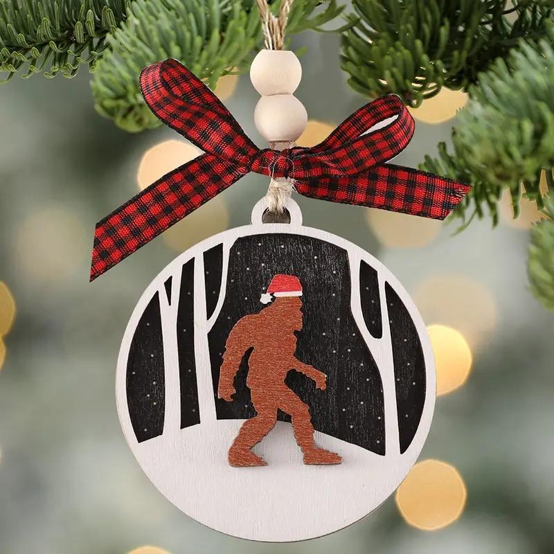 Sasquatch Design Hanging Ornament, 1 Count 3D Wooden Christmas Tree Decor, Holiday Decoration, Home Decor, Party Supplies