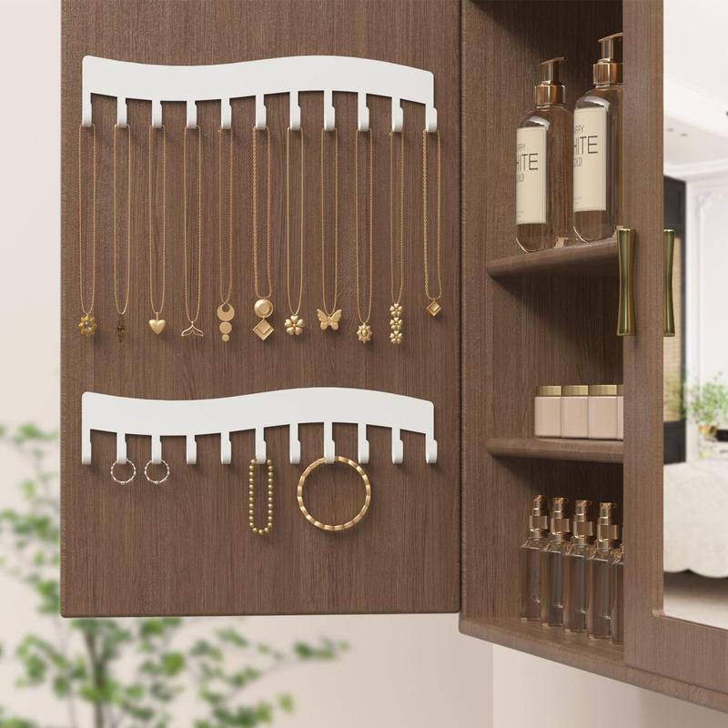 Wall Necklace Organizer Holder: Wall Mounted Jewelry Hanging Storage Necklaces Display Hanger White