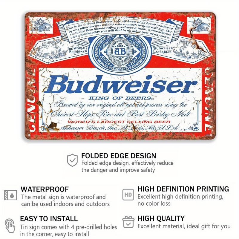 1count Vintage-Style Budweiser King of Beers Retro Tin Sign - Unique Home, Office, or Bar Decor with Rustic Charm - Perfect Gift Idea for Beer Enthusiasts - 8x12 Inches Eid Al-Adha Mubarak