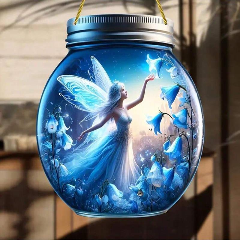 Fairy in Jar Design Hanging Decor, 1 Count Acrylic Sunshade Pendant, Hanging Decor for Living Room, Bedroom, Porch, Courtyard